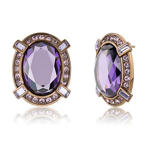 TK2571 - IP Coffee light Stainless Steel Earrings with AAA Grade CZ