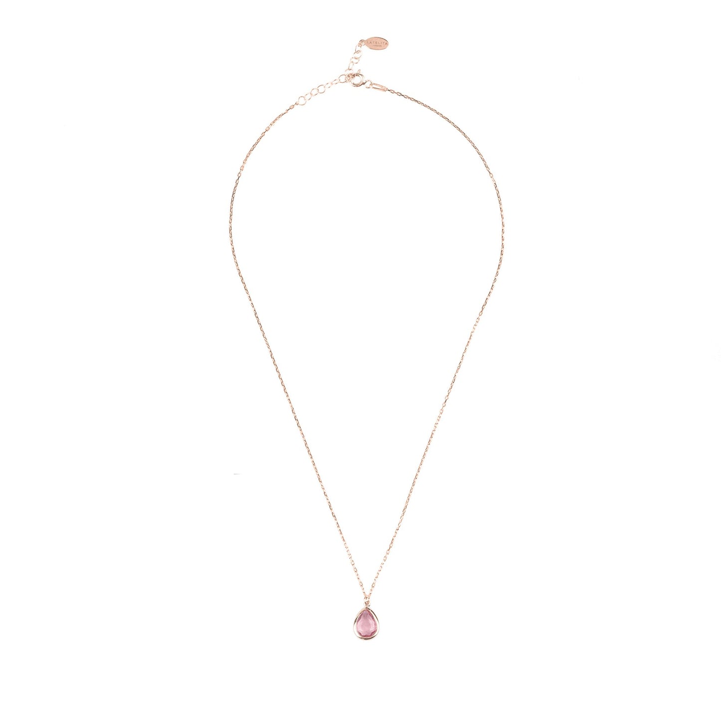 Pisa Mini Teardrop Necklace Rosegold Pink Tourmaline