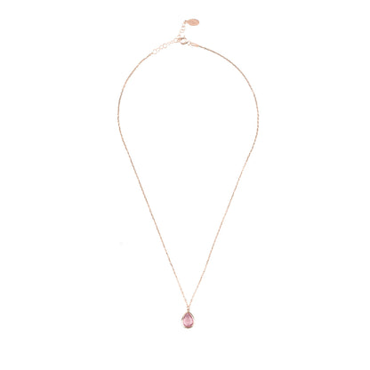 Pisa Mini Teardrop Necklace Rosegold Pink Tourmaline