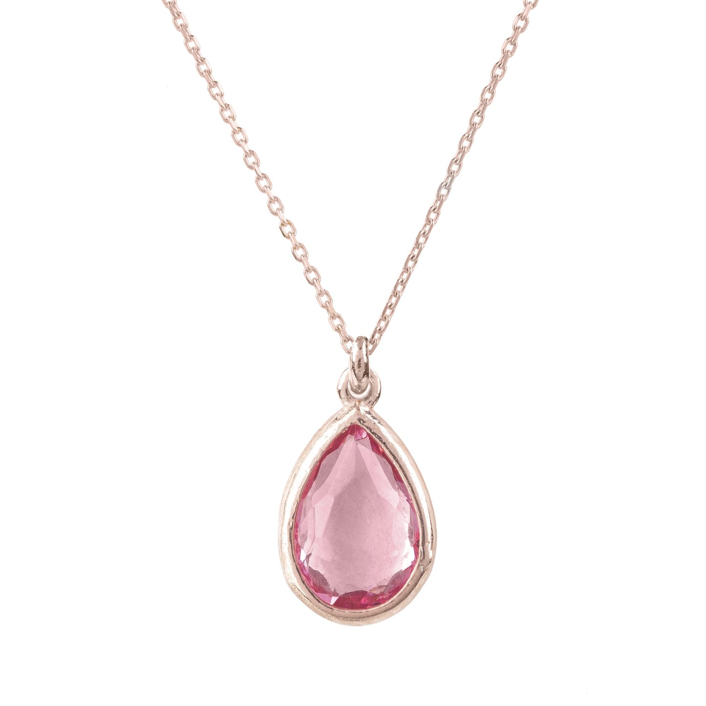 Pisa Mini Teardrop Necklace Rosegold Pink Tourmaline