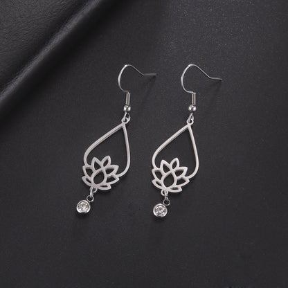 Vintage Water Drop Lotus Women's Earrings