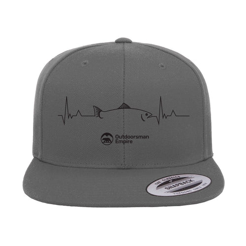 Fishing Cardiogram Embroidered Flat Bill Cap