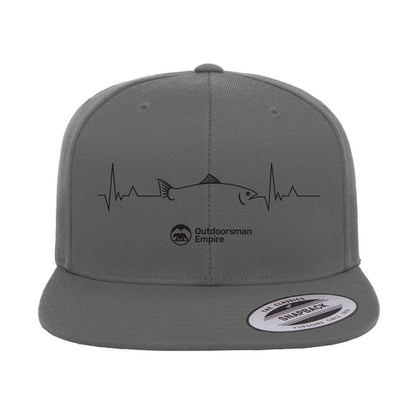 Fishing Cardiogram Embroidered Flat Bill Cap