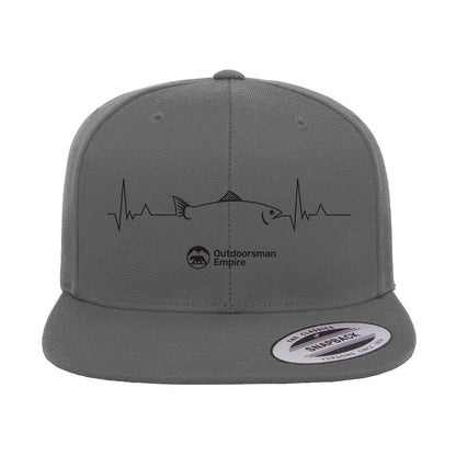 Fishing Cardiogram Embroidered Flat Bill Cap