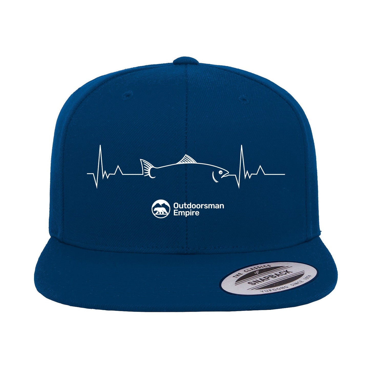 Fishing Cardiogram Embroidered Flat Bill Cap