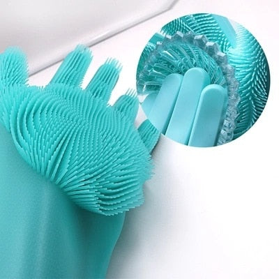 1Pair  Dishwashing Cleaning Gloves Magic Silicone