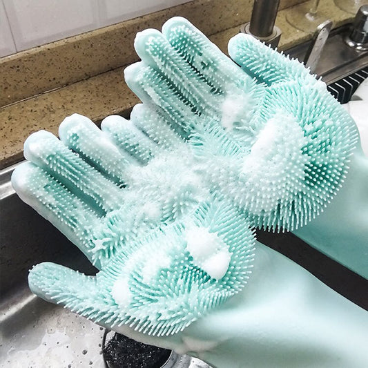 1Pair  Dishwashing Cleaning Gloves Magic Silicone