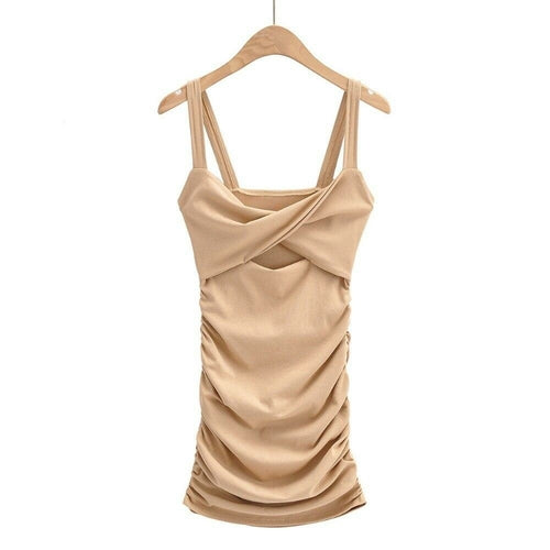 Knick Bow V neck Short Spaghetti Strap Dress