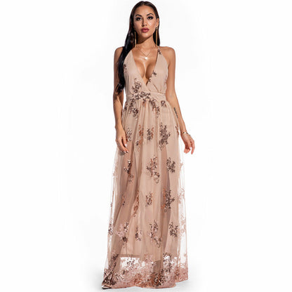 Sexy Sparkly Maxi Dress with Spaghetti Straps