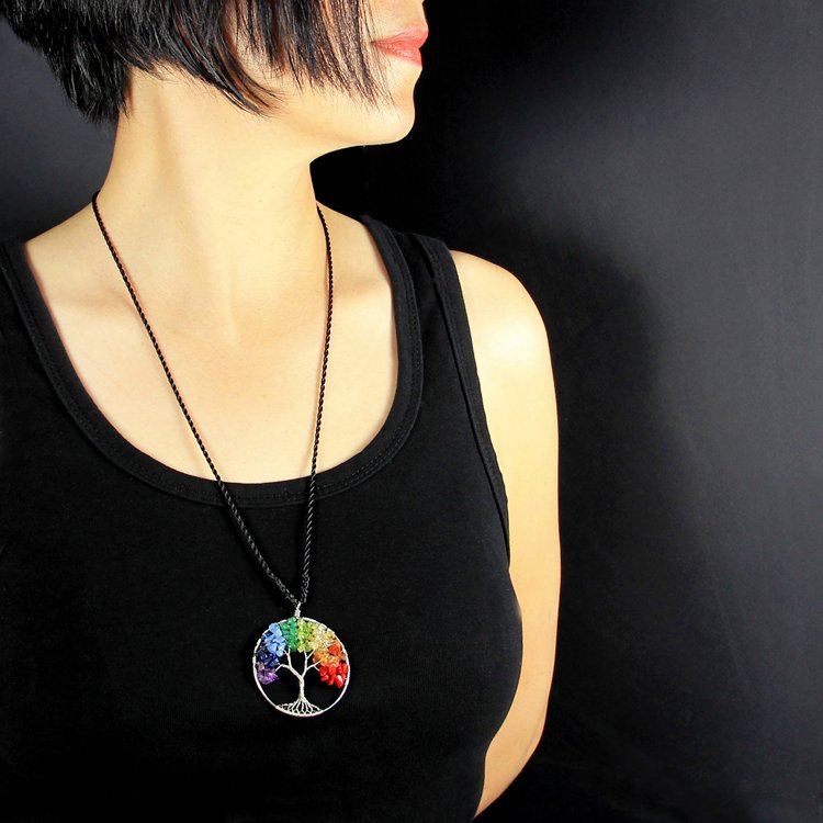 Tree of Life Rainbow Necklace