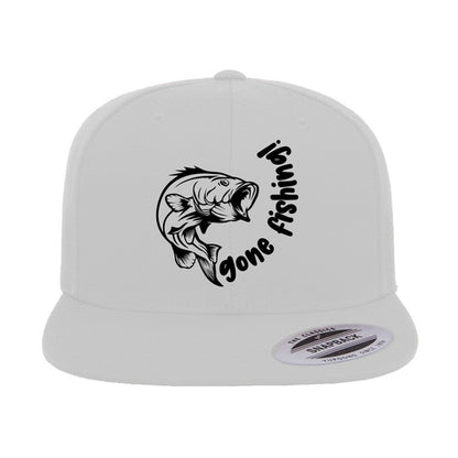 Gone Fishing Embroidered Flat Bill Cap