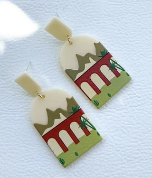 Colorful Printed Scenery Earrings