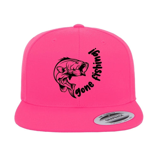 Gone Fishing Embroidered Flat Bill Cap