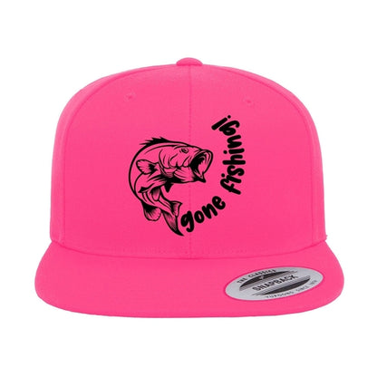 Gone Fishing Embroidered Flat Bill Cap