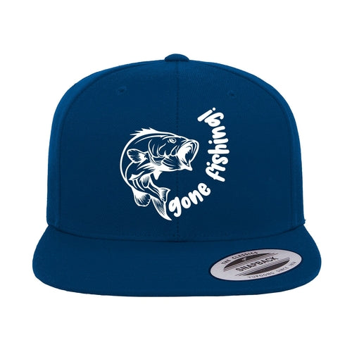 Gone Fishing Embroidered Flat Bill Cap