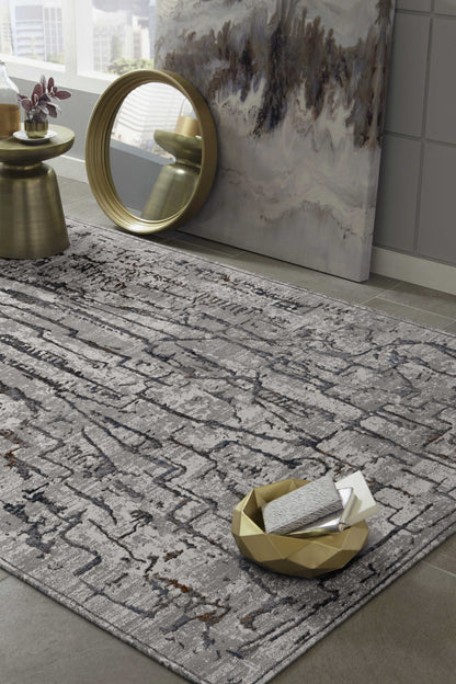 3inches x 5inches Grey Abstract Lines Area Rug