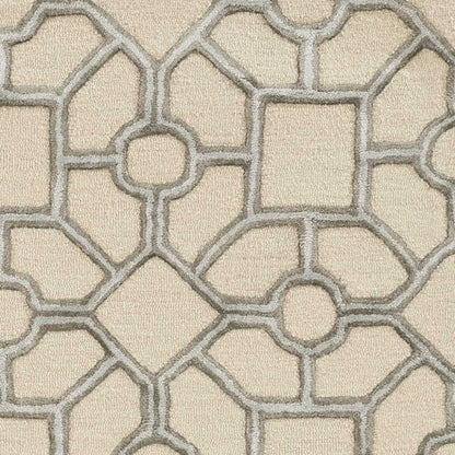 5inchesx7inches Beige Hand Tufted Geometric Indoor Area Rug