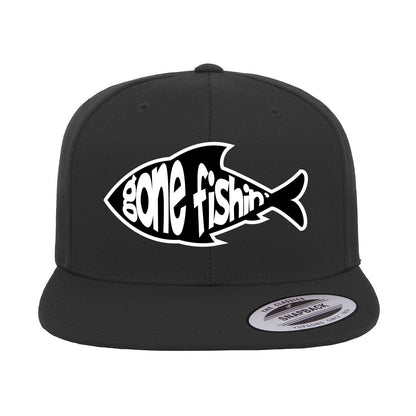 Gone Fishing Embroidered Flat Bill Cap