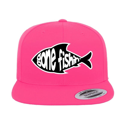 Gone Fishing Embroidered Flat Bill Cap