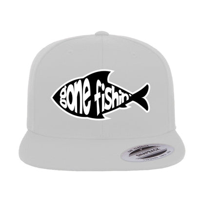 Gone Fishing Embroidered Flat Bill Cap