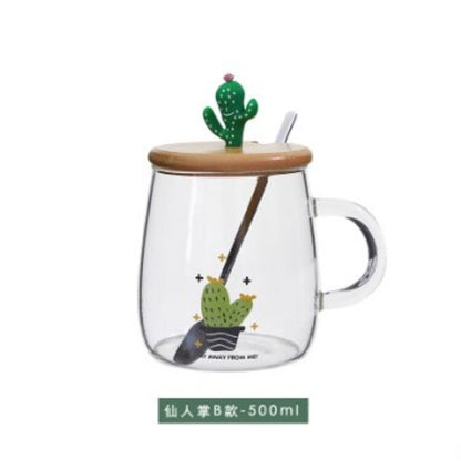 500ml Transparent Cactus Flamingo Tea Glass