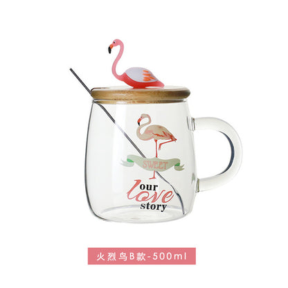 500ml Transparent Cactus Flamingo Tea Glass