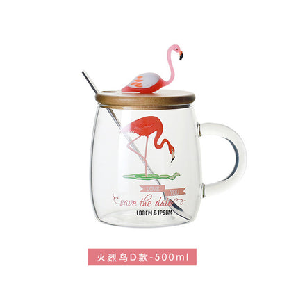 500ml Transparent Cactus Flamingo Tea Glass