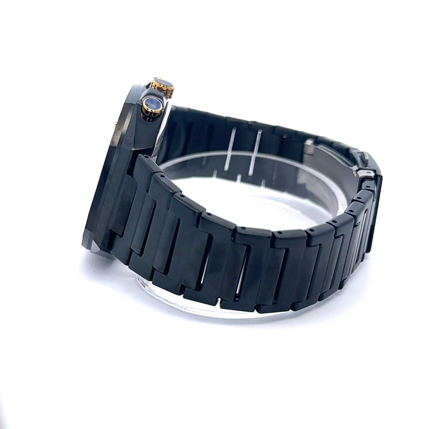 EVOCATIVE METAL BACK BLACK STAINLESS ICED OUT WATCH I 551633