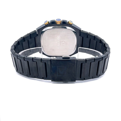 EVOCATIVE METAL BACK BLACK STAINLESS ICED OUT WATCH I 551633