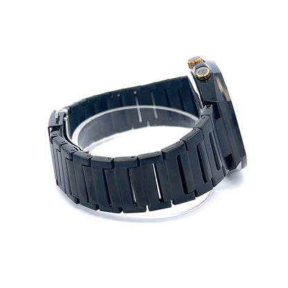 EVOCATIVE METAL BACK BLACK STAINLESS ICED OUT WATCH I 551633