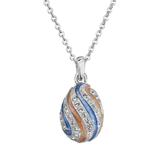 Necklace with Blue and Beige Stripes