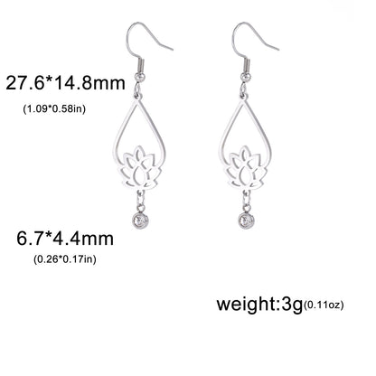 Vintage Water Drop Lotus Women's Earrings