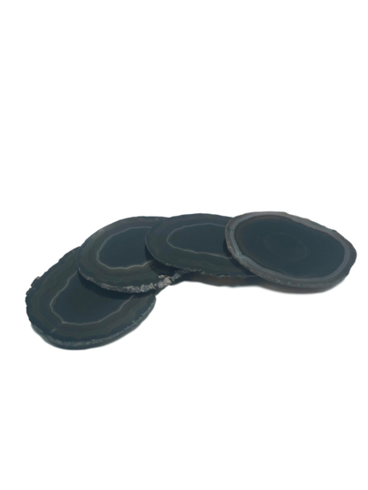 Agate Coasters with Natural Trim, Set of 4