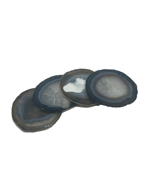 Agate Coasters with Natural Trim, Set of 4