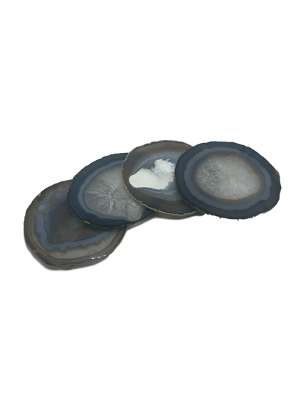 Agate Coasters with Natural Trim, Set of 4