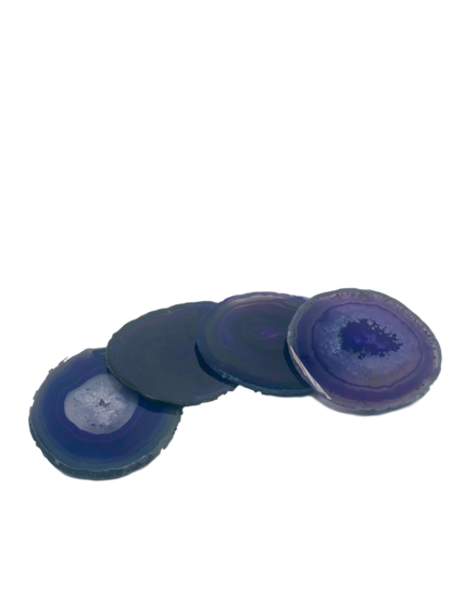 Agate Coasters with Natural Trim, Set of 4