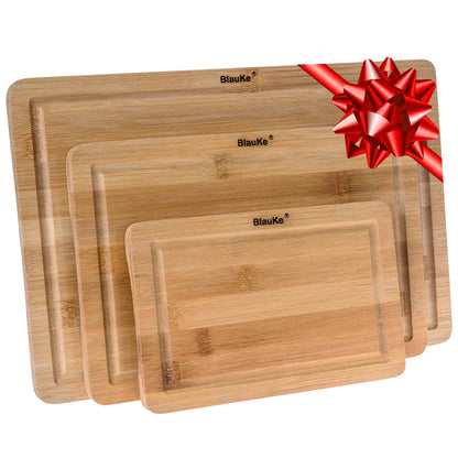 Wooden Cutting Boards for Kitchen with Juice Groove and Handles -