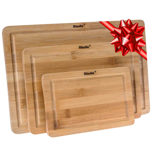 Wooden Cutting Boards for Kitchen with Juice Groove and Handles -