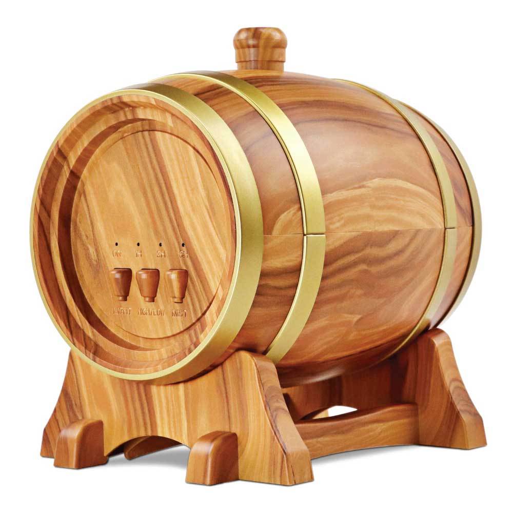 Essential Oil Aroma Diffuser - 350ml Barrel Wood Ultrasonic Air Mist