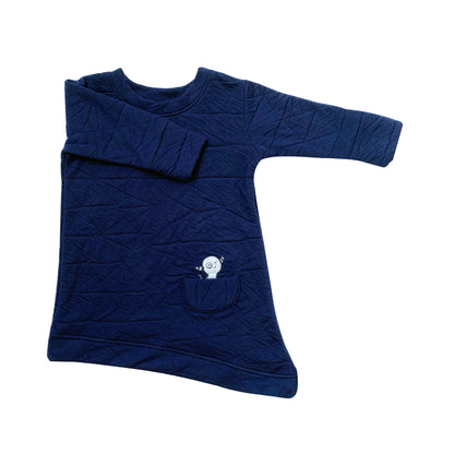 Asymmetric Dress - Quilted Deep Blue