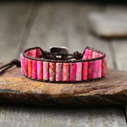 Boho Bracelet Tube Shape Natural Stone Single
