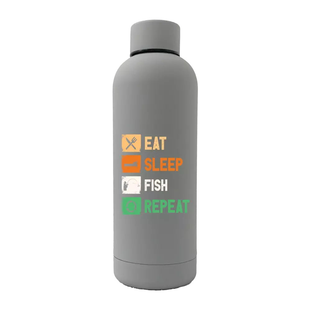 Eat Sleep Fishing Repeat 17oz Stainless Rubberized Water Bottle