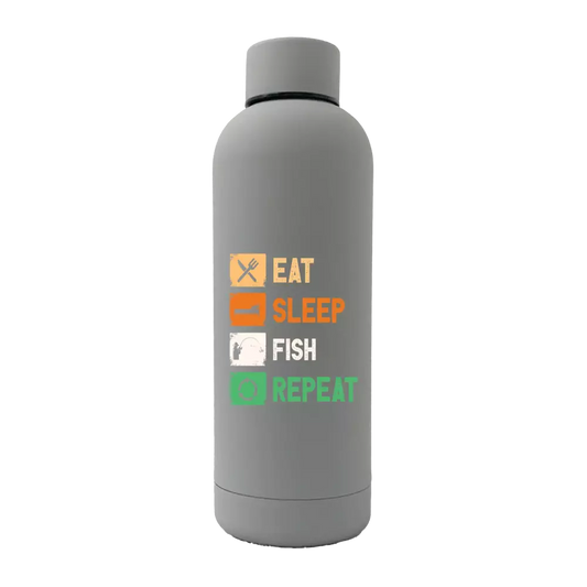 Eat Sleep Fishing Repeat 17oz Stainless Rubberized Water Bottle