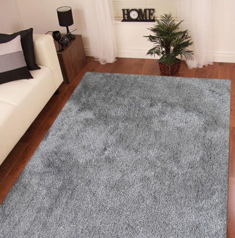 Fancy Collection Solid Gray Shag Area Rug