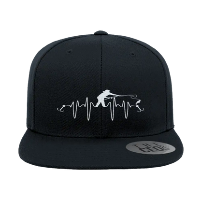 Fishing Heart Beat Embroidered Flat Bill Cap
