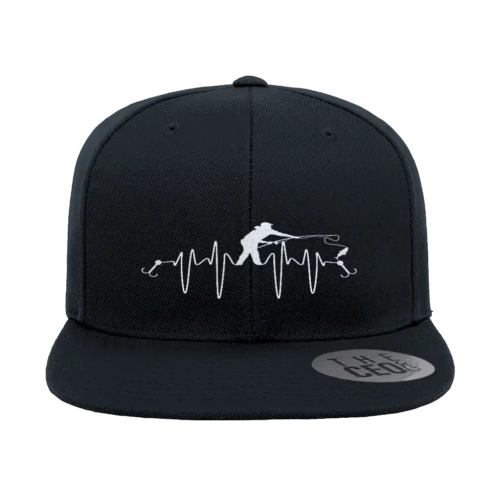 Fishing Heart Beat Embroidered Flat Bill Cap