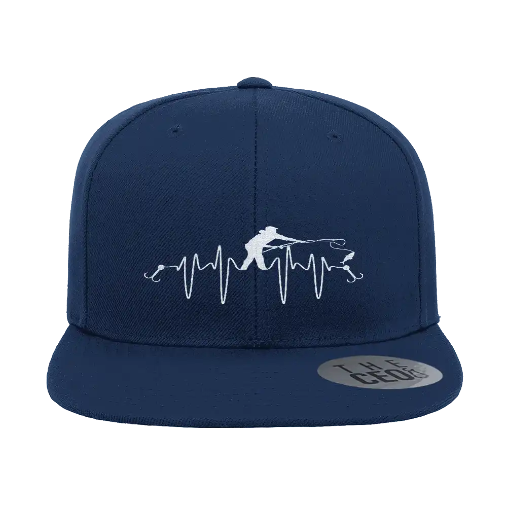 Fishing Heart Beat Embroidered Flat Bill Cap