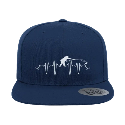 Fishing Heart Beat Embroidered Flat Bill Cap