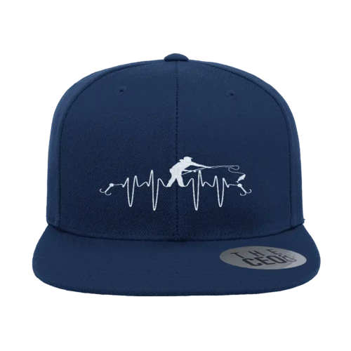 Fishing Heart Beat Embroidered Flat Bill Cap