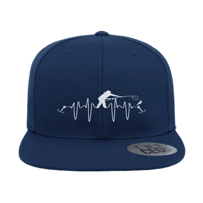 Fishing Heart Beat Embroidered Flat Bill Cap